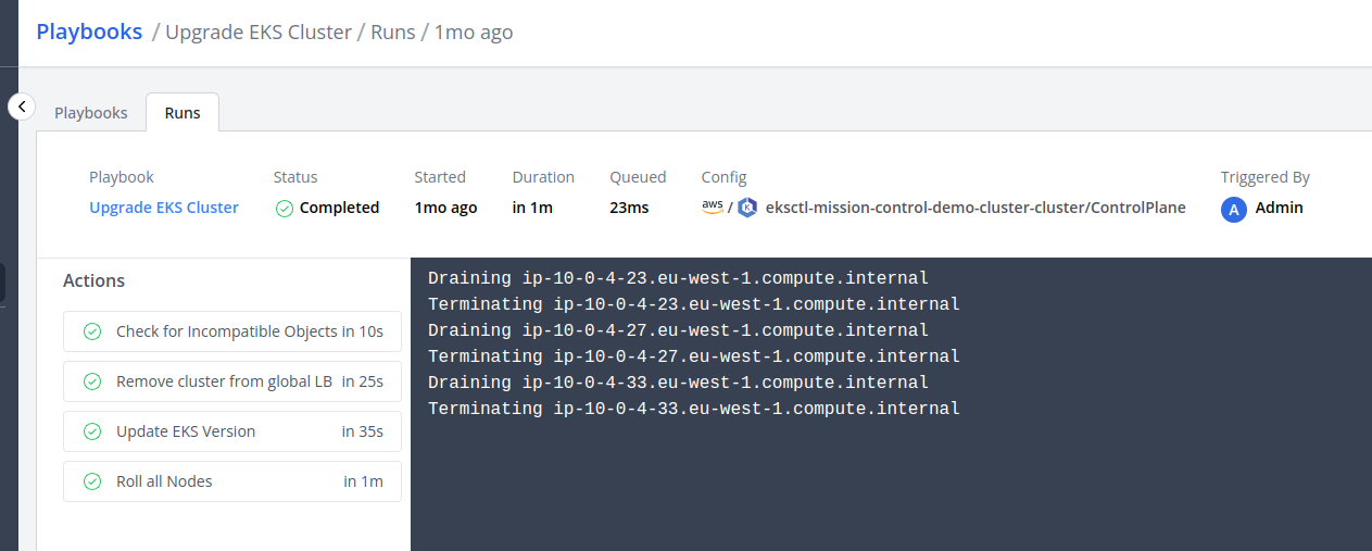 Playbook Action Logs