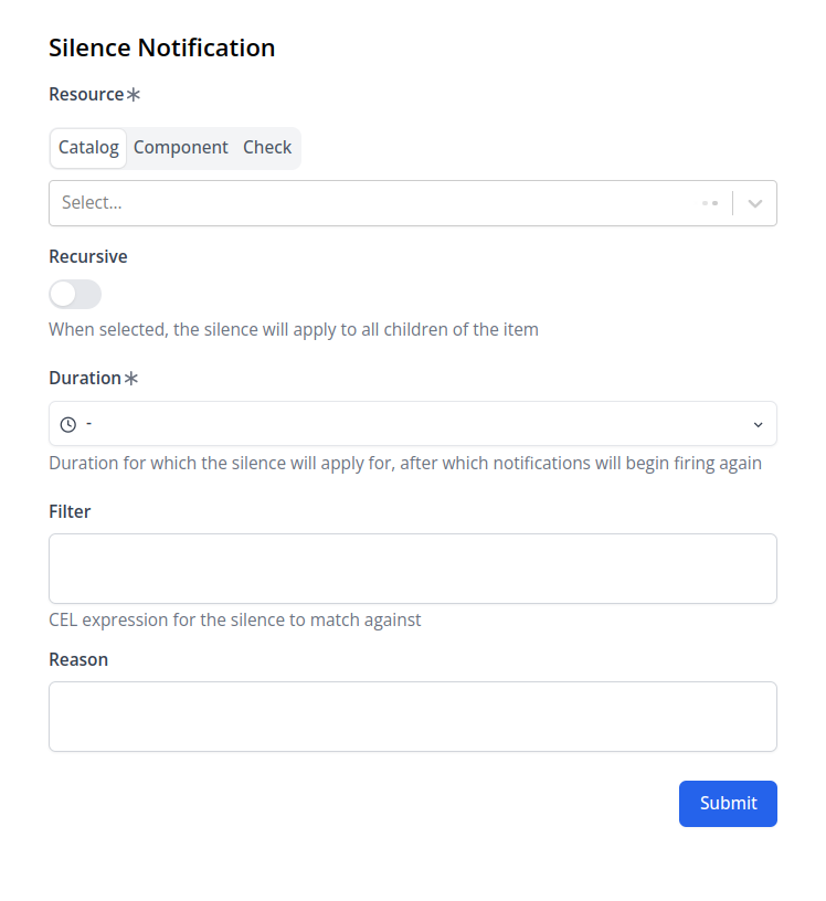 Silence Notification form